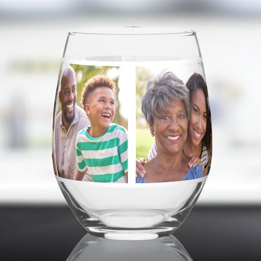 おばあちゃん5フォトコラージュ ステムなしワイングラス