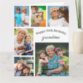 おばあちゃん6フォトコラージュ任意の年齢の大きなハッピーバースデー カード (正面)