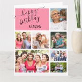 おばあちゃん7フォトコラージピンクパーソナライズされた誕生日 カード (正面)