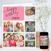 おばあちゃん7フォトコラージピンクパーソナライズされた誕生日 カード
