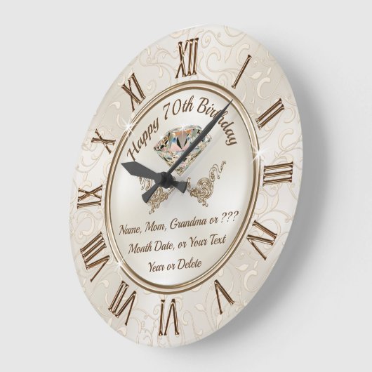 おばあちゃん70誕生日ギフトまたは任意の人間関係 ラージ壁時計 (傾斜)