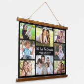 おばあちゃん8フォトコラージブラック 吊り下げ型タペストリー (傾斜あり)