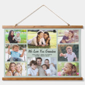 おばあちゃん8フォトコラージュセージグリーン 吊り下げ型タペストリー (正面)