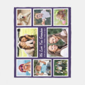 おばあちゃん8フォトコラージュ紫 フリースブランケット (正面)