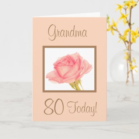 おばあちゃん80今日ピンクローズ誕生日カード カード (黄色い花)