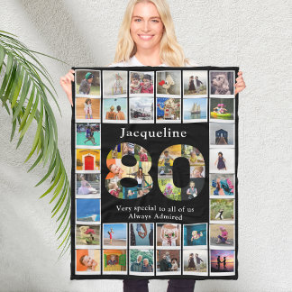 おばあちゃん80番誕生日写真テンプレート フリースブランケット