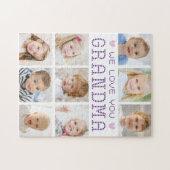 おばあちゃん9フォトコラージュハートカスタムカラー ジグソーパズル (横)