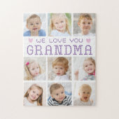 おばあちゃん9フォトコラージュハートカスタムカラー ジグソーパズル (縦)