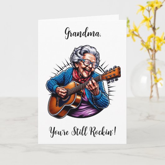 おばあちゃん、あなたはまだロックイン」 |誕生日 カード (黄色い花)