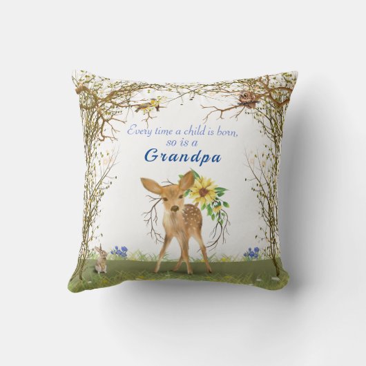 おばあちゃん&おじいちゃんフクロウバニーフラワーズ クッション (裏面)