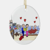 おばあちゃん&おじいちゃん、3人の子供 セラミックオーナメント (右)