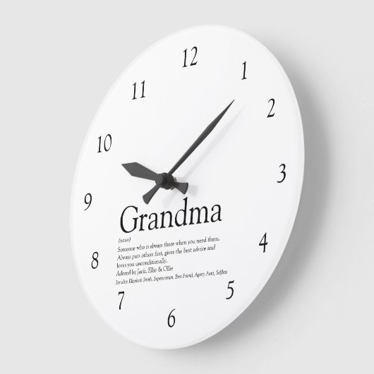 おばあちゃん、おばあちゃん、おばあちゃん引用文白黒 ラージ壁時計 (傾斜)