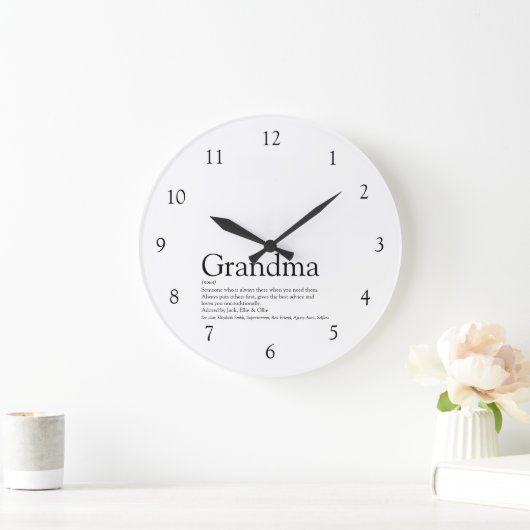 おばあちゃん、おばあちゃん、おばあちゃん引用文白黒 ラージ壁時計 (ホーム)