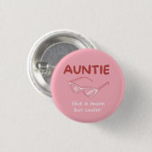 おばあちゃん – おばさんみたいだけどクールん」バッジ 缶バッジ (正面&裏面)