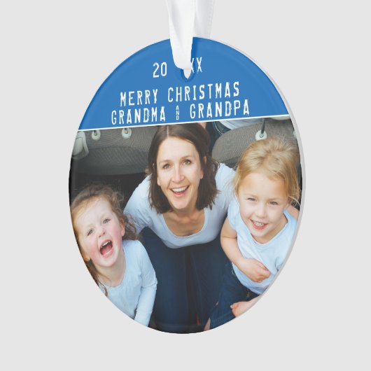 おばあちゃん&じいちゃんクリスマス記念写真 オーナメント (正面)