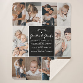 おばあちゃん&じいちゃん愛10写真コラージュモダン シェルパブランケット