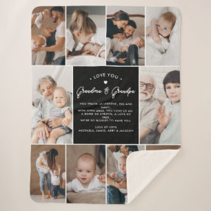 おばあちゃん&じいちゃん愛10写真コラージュモダン シェルパブランケット