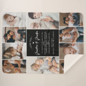 おばあちゃん&じいちゃん愛10写真コラージュモダン シェルパブランケット (正面(横))