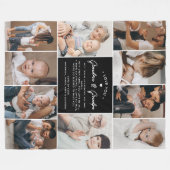おばあちゃん&じいちゃん愛10写真コラージュモダン フリースブランケット (正面(横))