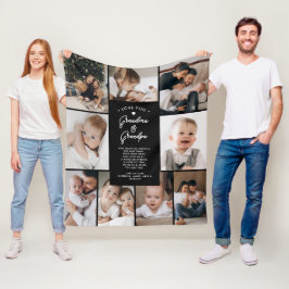 おばあちゃん&じいちゃん愛You 9-Photo モダン Collage フリースブランケット