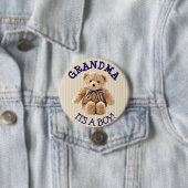 おばあちゃん、その男の子テディベア赤ちゃんシャワーボタン 缶バッジ (インサイチュ)