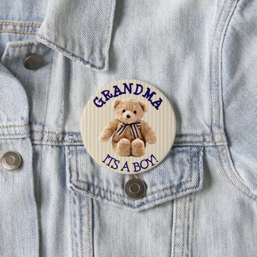 おばあちゃん、その男の子テディベア赤ちゃんシャワーボタン 缶バッジ (インサイチュ)