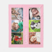 おばあちゃん グラニー 定義 フォト コラージュ ピンク フリースブランケット (正面)