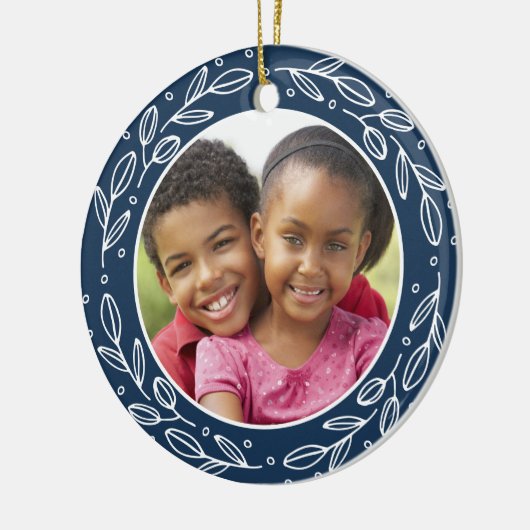 おばあちゃん&グランドパネイビーブルークリスマス写真 セラミックオーナメント (左)