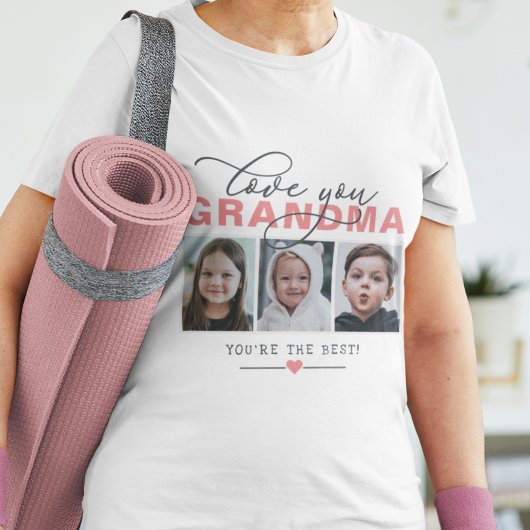 おばあちゃん/ナナなどへの愛を3枚の写真でカスタマイズ Tシャツ