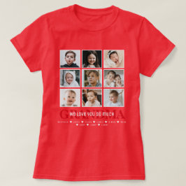 おばあちゃん/ナナなど9枚のフォトコラージュメッセージと名前入りTシャツ Tシャツ