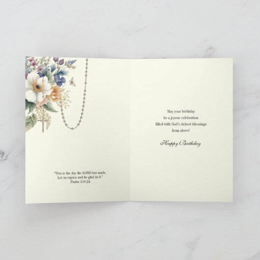 おばあちゃん ハッピー・バースデー 花の聖母マリア サンキューカード (内部)