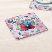 おばあちゃん ピンク 花 フォト ペーパーコースター (アングル)