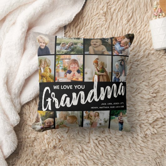 おばあちゃん，フォトコラージュ，名前&引用文ギフト クッション (ブランケット)
