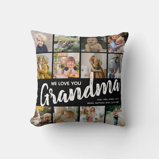 おばあちゃん，フォトコラージュ，名前&引用文ギフト クッション (正面)