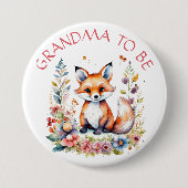 おばあちゃん |ベビーキツネと花ベビーシャワー 缶バッジ (正面)