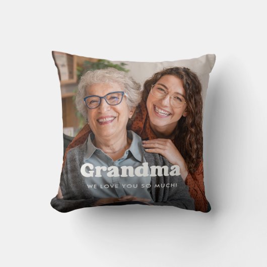 おばあちゃん |ボホ文字オーバーレイ2枚 クッション (正面)