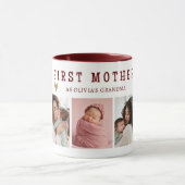 おばあちゃん 初めての母の日おめでとう 1st+Mothers+Day 5枚の写真 ワインレッド マグカップ (中央)