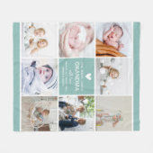 おばあちゃん「最も愛された」フォトコラージュ フリースブランケット (正面(横))