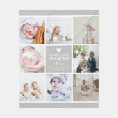 おばあちゃん「最も愛された」フォトコラージュ フリースブランケット (正面)