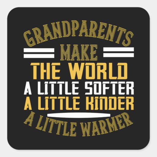 おばあちゃん – 祖父母が世界を温める スクエアシール (正面)