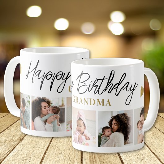 おばあちゃん 誕生日 5枚の写真 コラージュ 記念品 コーヒーマグカップ