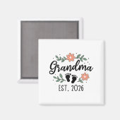 おばあちゃん 2026年生まれ - おばあちゃんへの妊娠発表 マグネット (正面/裏面)