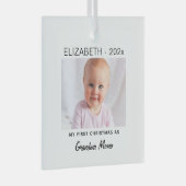 おばあちゃん/pa 1stクリスマス、ベビー写真記念 ガラスオーナメント (正面右)