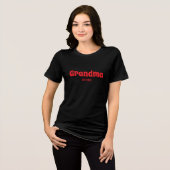 おばあちゃんESTエレガントな黒と赤のオーダーメイド トライブレンドTシャツ (正面全面)