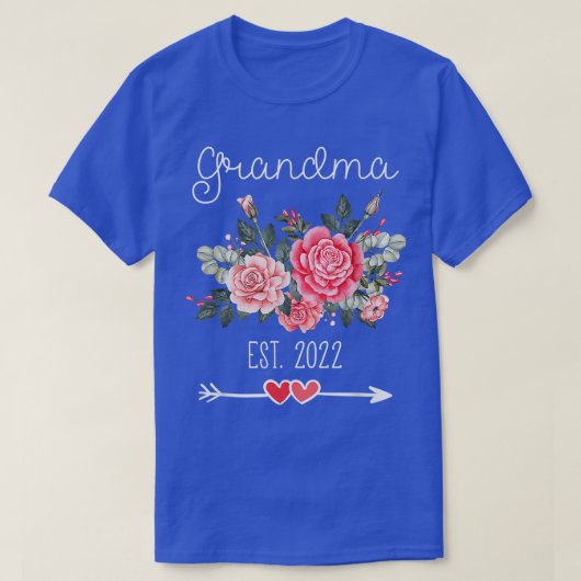 おばあちゃんEst 2022妊娠発表フローラ175 Tシャツ (デザイン正面)