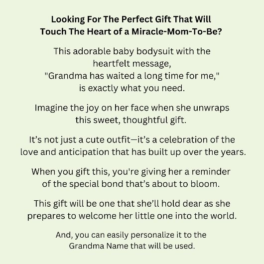 おばあちゃんNameは私を長い間待ってくれた ベビーボディスーツ