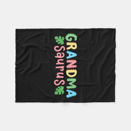 おばあちゃんSaurusキッズドノバースデーパーティーファミリー フリースブランケット (正面(横))