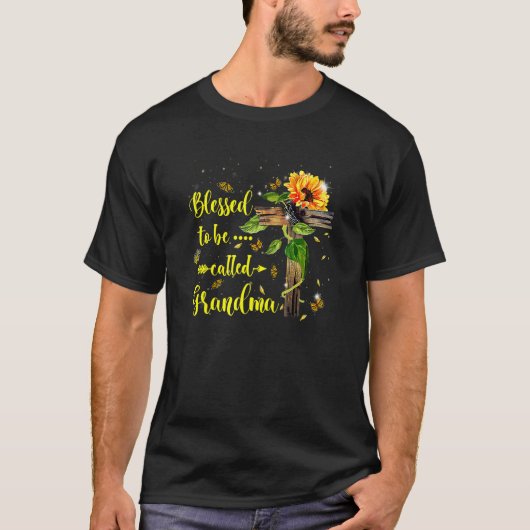 おばあん賛美なヒマワリの十字架と呼ばれる Tシャツ (正面)