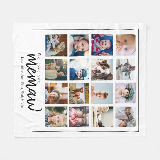 おばあカスタムちゃんが写真のコラージュを フリースブランケット (正面(横))
