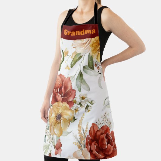 おばあカラフルん水彩フローラカスタム エプロン (インサイチュ)
